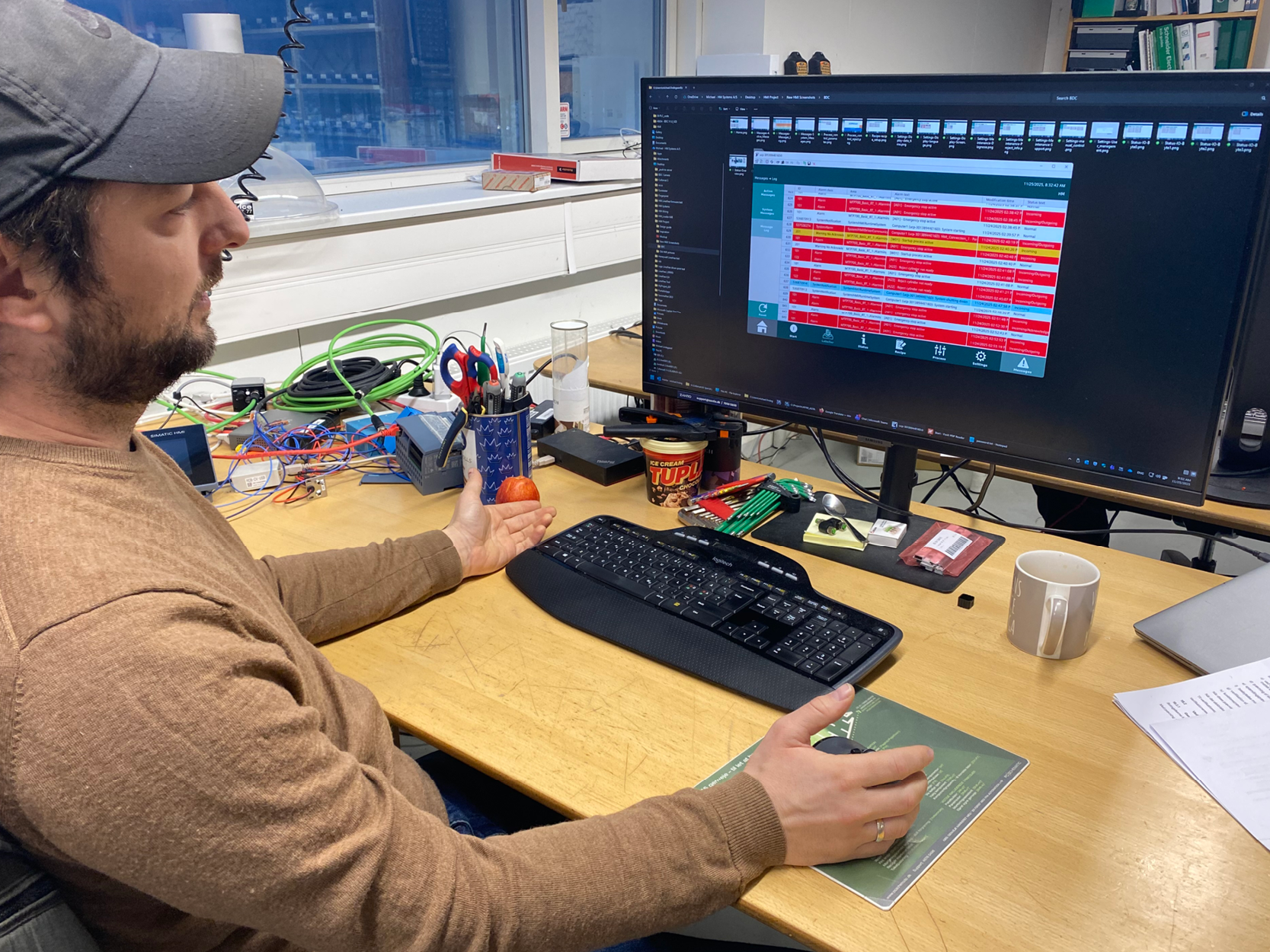 Michael showcasing display remote