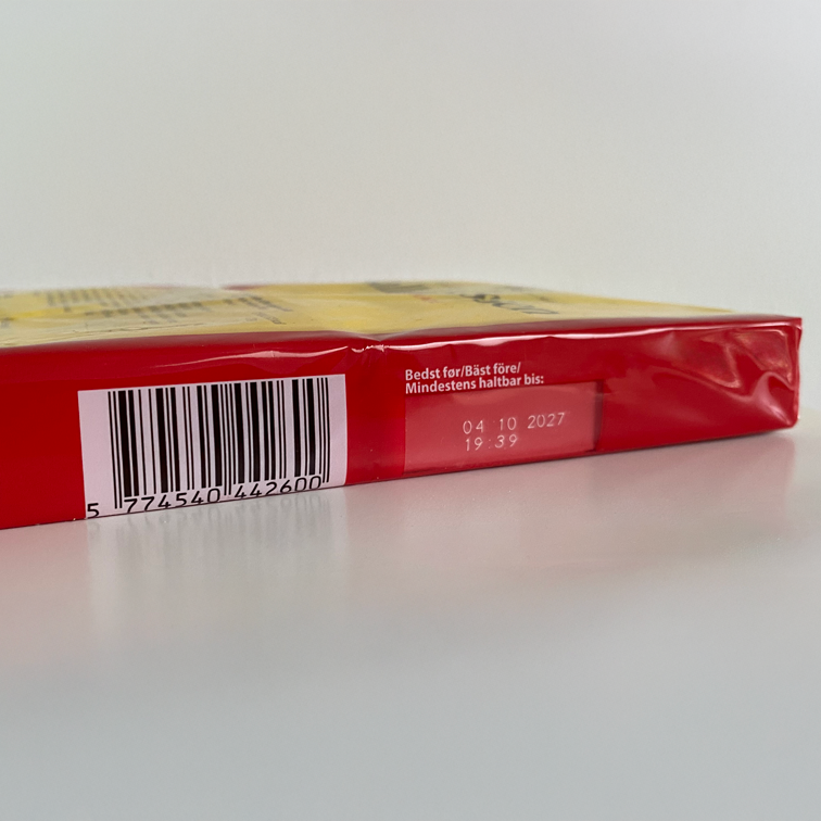 Chocolate with barcode and batchnumber